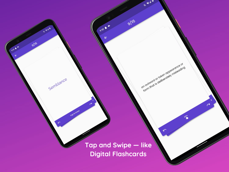 Learn in Digital Flashcards With Vocavive - an app to learn new words everyday for exam preparation.